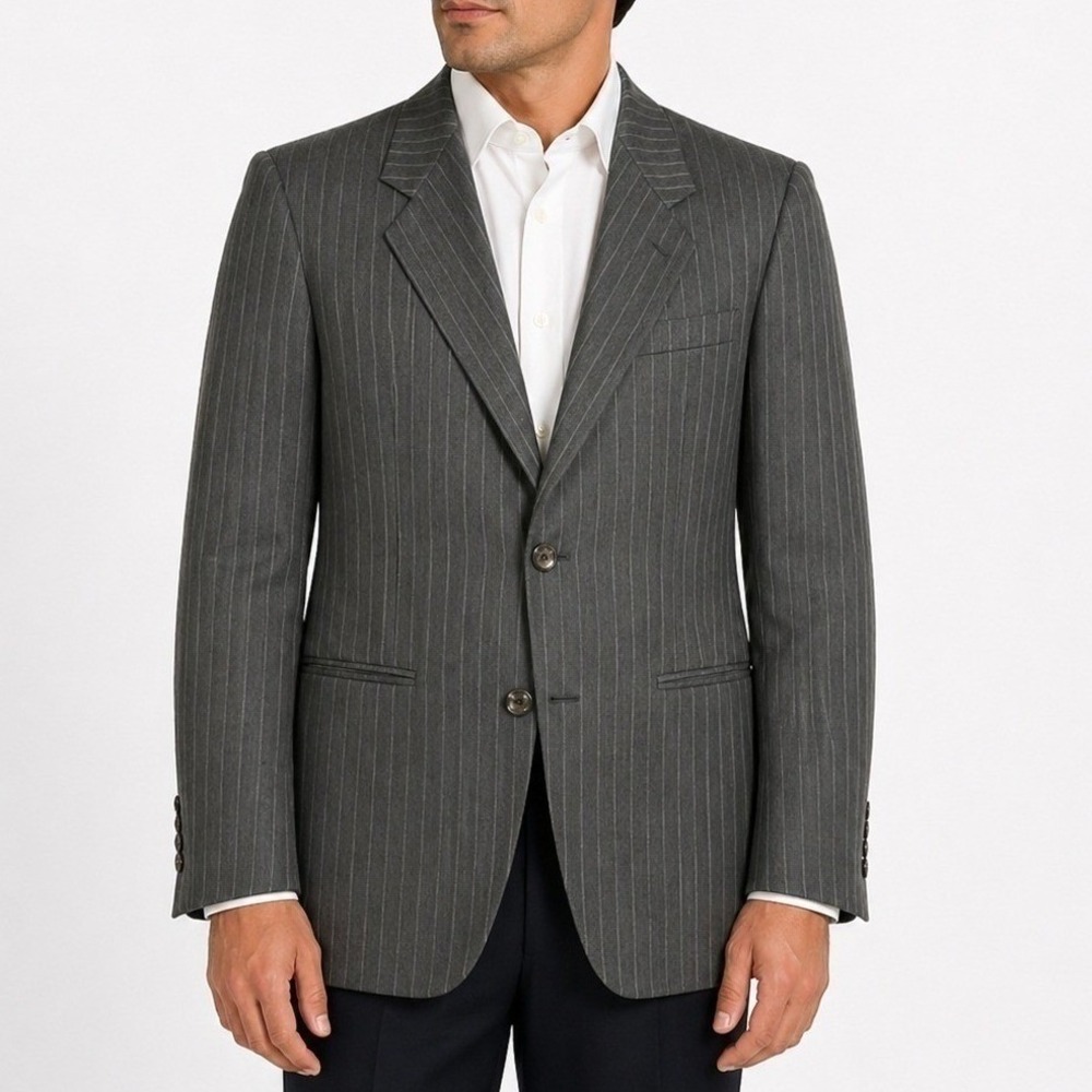 JD Christopher London New York Mens Pinstripe Blazer Romani‎ L41 Charcoal Grey